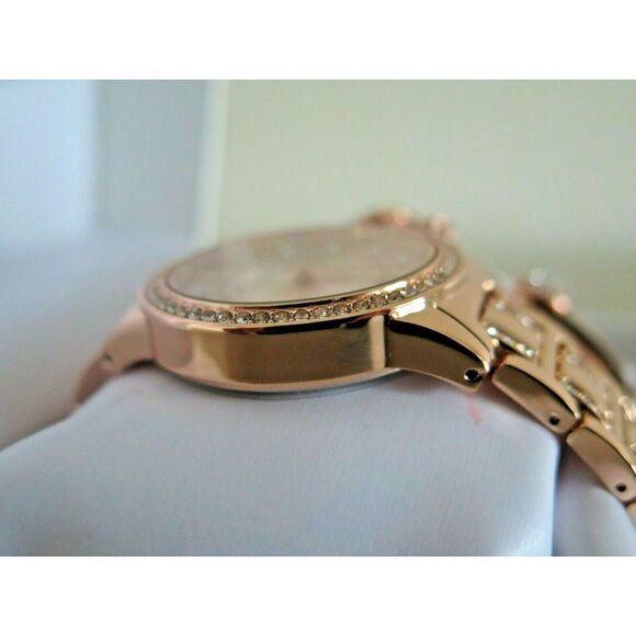 Jessica Simpson JSB8002RG Rose Gold Watch w/ Panther/Tiger Bracelet Crystal Pave - Picture 10 of 12